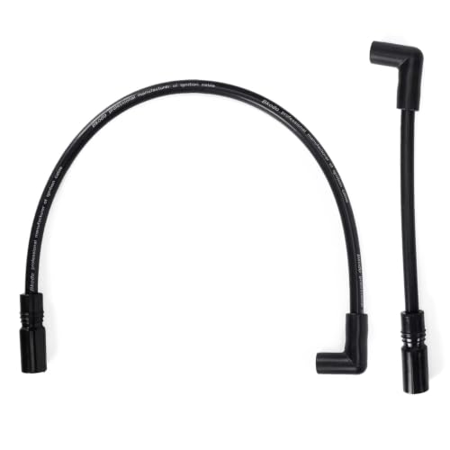 Image of 10.4mm Spark Plug Wires for Harley Dyna 00-17 Softail 99-17, Black | For Super Glide /Wide Glide /Low Rider & Springer /Slim /Deluxe /Deuce, Heat & Wear Resistant, Copper Core, Silicone Casing