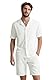 GINGTTO Trainingsanzug Herren Hemd und Shorts Set Sommer 2 Teiliges Outfits Kurzarm Button Down Beach Shirt Casual Urlaub Strand Sportanzug Weiß L