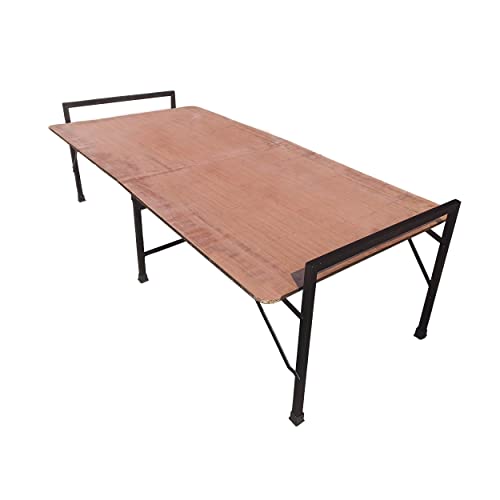 Image of Plywood Folding Bed Cot for Sleeping Space Saving Heavy Metal Frame| Portable | Multipurpose | Lightweight (Brown) (Rectangular, 3X6 ft or 36X72 inch) Single