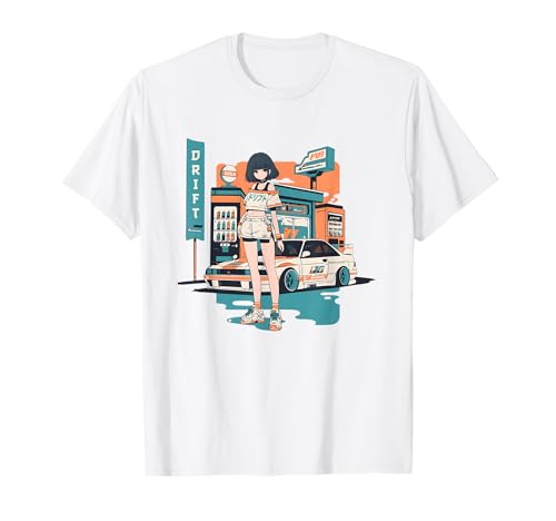 Retro JDM Racer Girl Drift Culture Anime T-Shirt