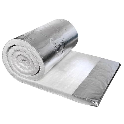 Manta de Fibra de Cerámica Ignífugo Aislamiento Térmico con Papel de Aluminio por Una Cara Para Hornos,estufas,ladrillos Refractarios,calderas,tuberías (610mmx7000mmx20mm)