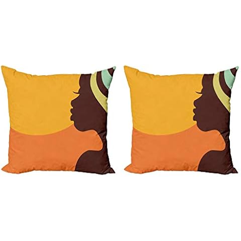 ABAKUHAUS Africano Set de 2 Fundas para Cojín con Cremallera Cover