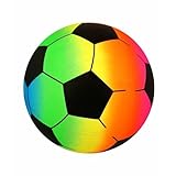 Navoys Rainbow Football - 20cm Neon Beach Ball Ideal for Family Games, Kids Garden Toy, Easy to Inflate, Outdoor Fun for Boys and Girls, Lightweight Playground Ball