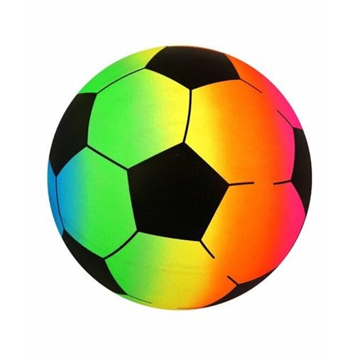 Navoys Rainbow Football - 20cm Neon Beach Ball Ideal for Family Games, Kids Garden Toy, Easy to Inflate, Outdoor Fun for Boys and Girls, Lightweight Playground Ball