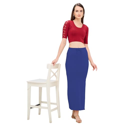 Image of DESI GIRL Cotton Lycra Stretchable Saree Shapewear Petticoat with Drawstring for Women | Fishcut Saree Petticoat with Side Slit for Easy Movement | Saree Shaper | Long inskirt