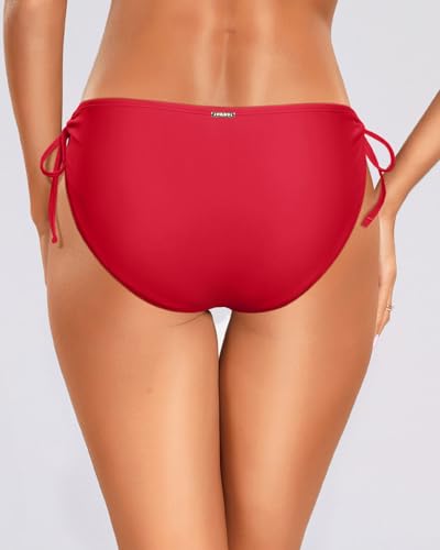 Image of Zmart String Tie Side Bikini Bottoms - Women Full Coverage Swimsuit Bottom Mid Rise Mid Waist Swim Bathing Suit Bottom