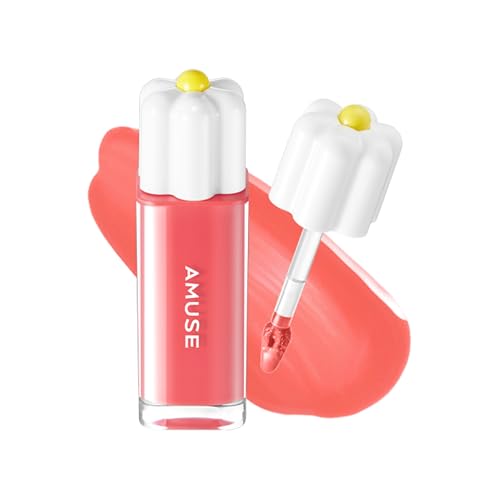 Image of Amuse SEOUL Daisy Flower Dew Tint (01 LA VIE EN CORAL) - Glossy Moisturizing Lip Stain, Watery Glow Lip Tint, Long Lasting Color, Dewy Finish, Vegan, Korean Beauty Makeup