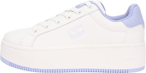 Tommy Jeans TJW Flatform ESS MU EN0EN02918 Low Top para Mujer, Color Blanco (Marfil/Periwinkle Dust), 3.5 UK, Polvo de bígaro Blanco Marfil, 36 EU