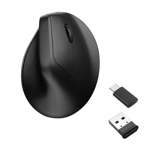 Image of Keychron M5 Wireless Ergonomic Mouse, Compact Vertical Mice with Thumb Wheel, Silent Clicks, 2.4 GHz /Bluetooth /Wired Rechargeable, Customizable Buttons, for Laptop macOS /Windows - Black | 47 ergonomic grip, PixArt 3311 sensor, Up to 12K DPI, 2.4 GHz /Bluetooth /USB-C, Programmable Buttons for Laptop macOS /Windows
