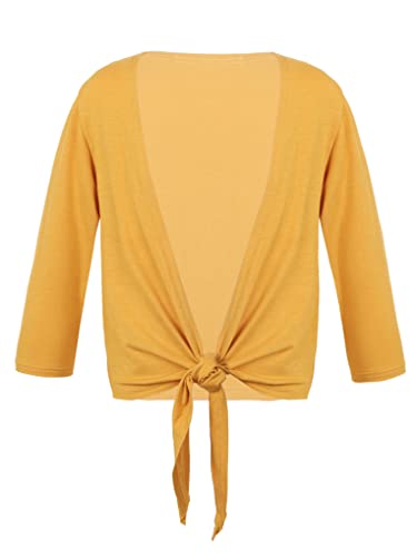 Hansber Kids Girls Open Front Cardigan Self Tie Knot Long Sleeve Short Coat Lightweight Outwear Spring Fall Clothes