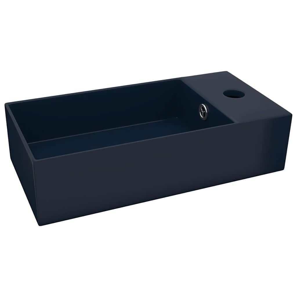 Badezimmer-Waschbecken mit Überlauf Keramik Dunkelblau,Heimwerkerbedarf,Sanitärbedarf,Sanitärkeramik & Armaturen,Waschbecken & Spülen,Badezimmer-Waschbecken,Blau,10.6 kg-146990