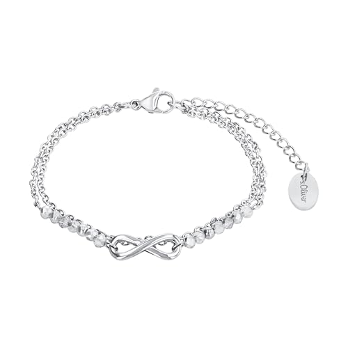 s.Oliver Armband für Damen mit Infinity Anhänger, Glas / Edelstahl,...
