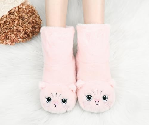 Image of DICUIRD Womens Slipper Socks Comfy&Warm Animal Non-Skid Bedroom Slipper Booties