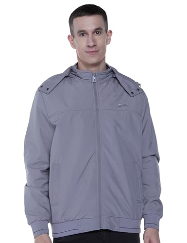 Image of Qube By Fort Collins Men's Light Winter Jacket - Lightweight Hooded Jacket for Men with Detachable Hood | Full Zip Warm All-Season Bomber Jacket with Side Pockets for Winter Wear, Travel & Daily Use