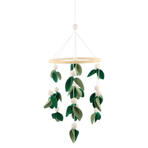 Kaslaider Baby-Bettglocke, Mobile Baby Holz Windspiel Dekor, 3D Blätter Hölz Kinderzimmer Hängende Bettglocke, Holz Ornament Geschenk Für Baby Mädchen Jungen