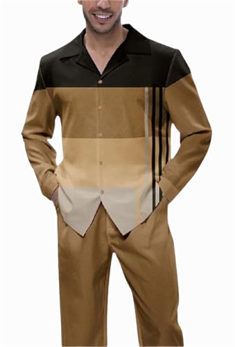 TIFIYA Men's 2 Piece Shirts with Long Pants Set Big Man Formal Attire Walking Suits Fall Winter Street Wear S-5XL