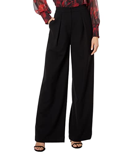 BCBGMAXAZRIA Women's High Waisted Wide Leg Zipper Pant, Black, 0