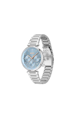 Image of BOSS Majesty Sport Qtz Multifunction Blue Round Dial Women's Watch|Stainless Steel Material|Silver Color Band - 1502773