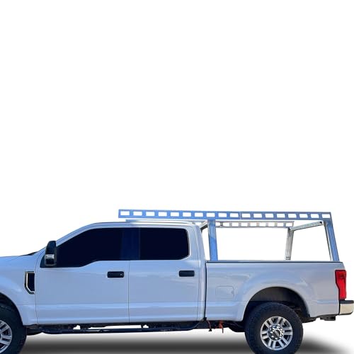 Image of Black Horse Heavy Duty Ladder Rack Over Cab System 5.5' Bed Silver Aluminum Compatible with All 3 /4-ton Trucks with 5.5ft to 5.7ft Bed Length Not Compatible with tonneau covers-CSFRHD55