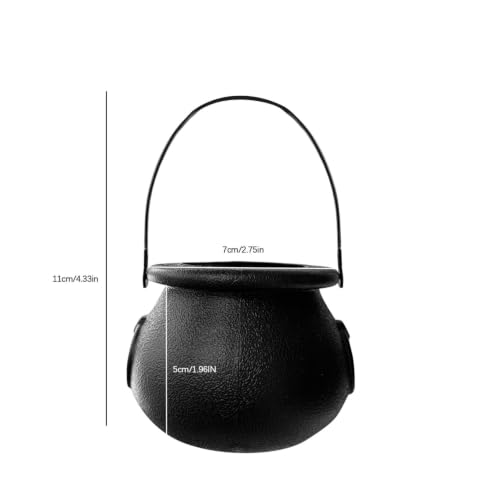 3 Inch Black Witch Cauldron Halloween Candy Bucket for Halloween Party - image 2