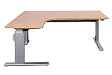 Elektrisch höhenverstellbarer Winkelschreibtisch 90°, lange Seite rechts 180cm, kurze Seite 140 cm