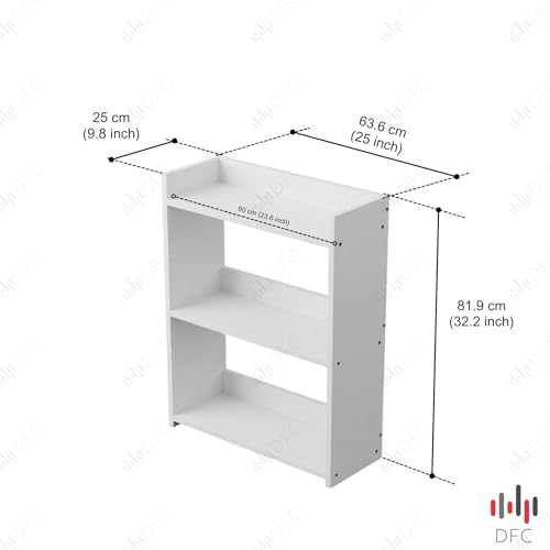 Image of DFC Element Crysta Shelf for Home, Living Room & Bedroom | Engineered Wood Storage Shelf with Open Display Design | Space Saving Organizer for Books, Decor & Daily Essentials (Classic White, 3 Level)