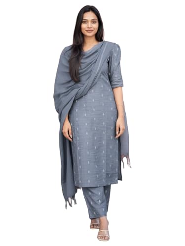 Image of ANNI Designer Women's Purple Printed Kurta Set | Pure Viscose 3 Piece Ethnic Suit Set with Pant & Dupatta | Festive for Women | Cotton Kurta Sets for Woman