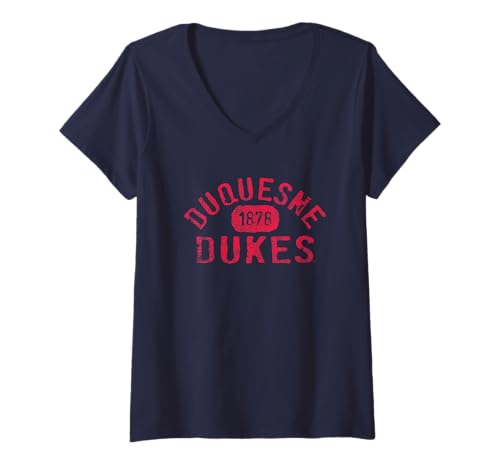 Womens Duquesne Dukes 1878 Vintage Logo V-Neck T-Shirt