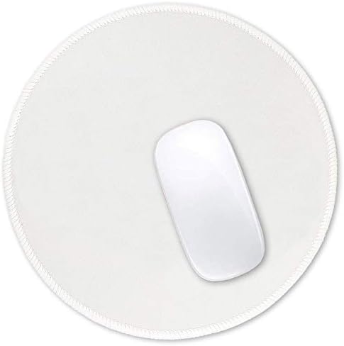 Hsurbtra White Mouse Pad, Premium-Textured Small Round Mousepad 22 x 22 cm, Stitched Edge Anti-slip Waterproof Rubber Mouse Mat, Pretty Cute Mouse Pad for Office Home Gaming Laptop Men Women Kids