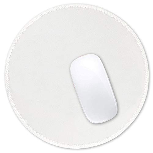 Hsurbtra Tapis de Souris Rond texturé de qualité supérieure - 21 x 21 cm - Blanc - Bords Cousus - Antidérapant - Imperméable - Tapis de Souris Mignon pour...