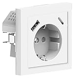 Steckdose Unterputz mit Ladegerät USB C und USB-A 3.4A Max. weiss Einbautiefe 32mm Steckdosen Kindersicherung