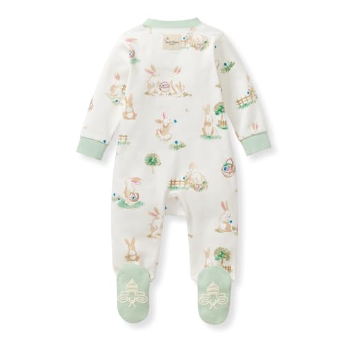 Image of Burt's Bees Baby unisex-baby Sleep & Play, Organic One-piece Romper-jumpsuit Pj, Zip Front Footed Pajama