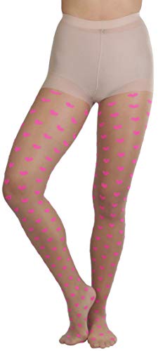 Image of ToBeInStyle Women's Valentine Day Themed Opaque Sheer Pantyhose w /Heart Love
