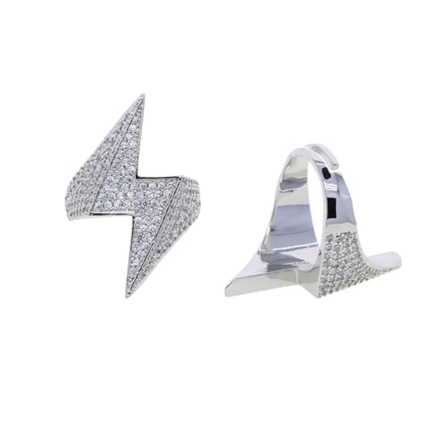 Anneau éclair argenté Bling Bling le cadeau hip hop idéal et mixte