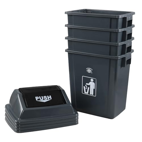 Caneca de basura con tapa basculante 5 galones, gris 4 unidades miniatura 7