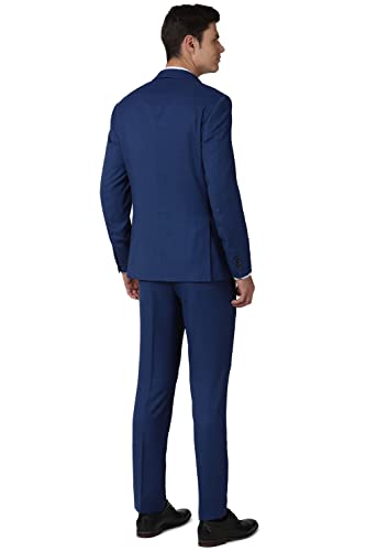 Image of Peter England Men's Polyester Blend Navy Three Piece Suit Business Vest