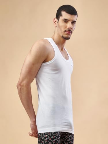 Image of Lux Nitro Round Neck Sleeveless Vest for Men | 100% Combed Cotton Undershirt | White Vest for Superior Comfort & Sweat Absorption Pack of 2