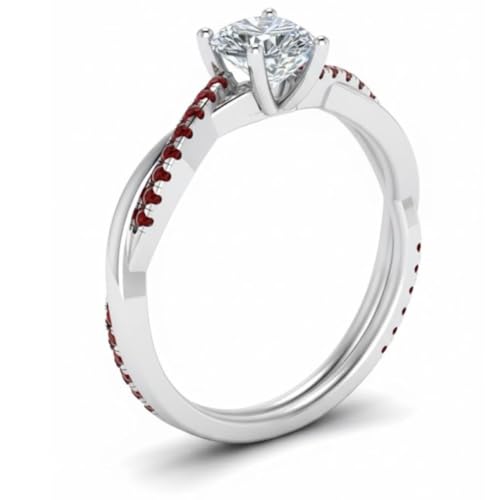Image of 55Carat Choose Your Gemstone 925 Sterling Silver Infinity Twist Ring Crystal Heart Shape Side Stone Wedding Valentine Wear Promise Ring with Pave Setting for Women Size US 4 to 12