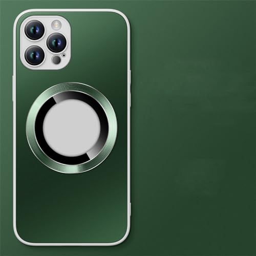 Étui de charge sans fil magnétique pour iPhone 14 Pro avec coque mate antichoc verte