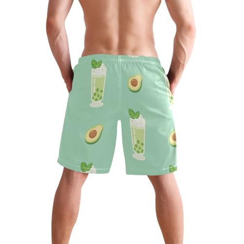 Summer Dessert Avocado Green Mens Swim Trunks Quick Dry Beach Shorts with Pocket S 23024983
