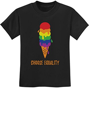 Equality Rainbow Gay Lesbian Ice Cream Pride Flag Youth Kids T-Shirt Medium Black