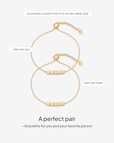 PAVOI 14K Gold Plated Friendship Matching Adjustable Bracelets for Women | Gold Best Friends Bracelet Set | BFF ILYSM Bracelet Pack3