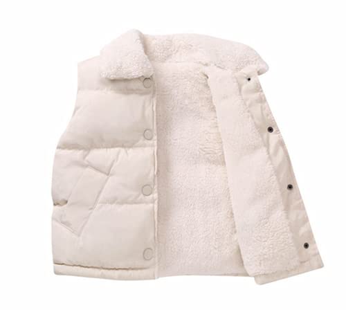 Image of Mud Kingdom Little Girls Sherpa Fleece Vest Jacket Snap Button Warm Winter White 5T