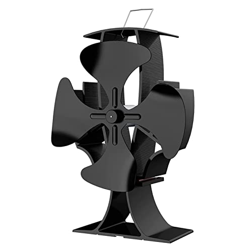 Ventilador de la estufa de madera, ventilador de chimenea de 4 cuchillas for gas / pellet / tronco / estufas de cursión de madera + termómetro de estufa Estufa de madera Accesorio for el hogar Distrib