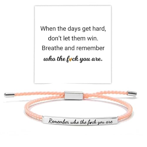 Let Them Tube Bracelet for Women, Self Worth Motivation Bracelet Adjustable Braided Rope Handmade Engraved Bracelet Stainless Steel To My Daughter Inspirational Jewelry Gifts for Women Best Friend (Remember-Pink&Silver)