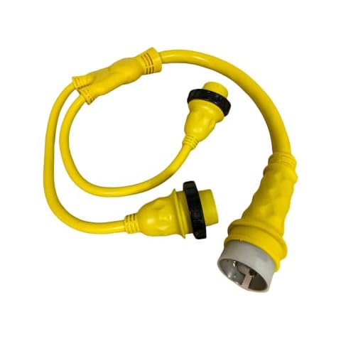 PURE SUPPORT Amp Up Marine & RV Cords 125/250v 50 amp Male x (2) 30a Female Marine Y Splitter Boat Shore Power Adapter Cover