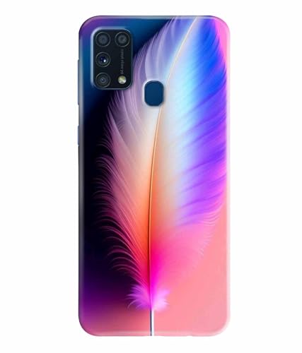 Image of Printed Hard Back Case Cover & Compatible for Samsung Galaxy M31 / Samsung Galaxy M31 Prime | Colourful Feather (Multicolor) - D1181