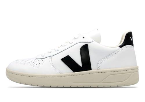 Veja Women's V-10 Lace Up Sneakers, Extra White/Black, 7 Medium US
