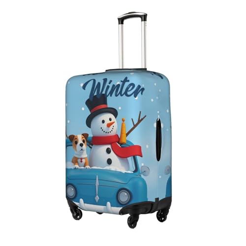 Travel Luggage Cover Christmas Car Snowman And Dog Fashion Washable Baggage Suitcase Protector Fit For Luggage X-Large2