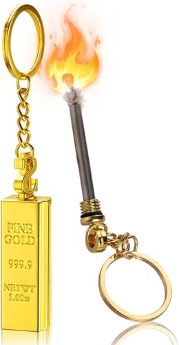 【1万回使える】金塊デザインのマッチ 防水マッチ ファイヤースターター オイルマッチ パーマネントマッチ ライター キーホルダー 永久マッチ 防風 多機能 詰め替え可能 屋外 キャンプ 登山 おしゃれ (1)